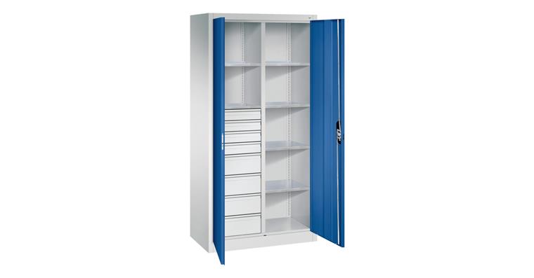 Flügeltür-Werkzeugschrank 1950X930X500 mm 6 Böden 4kl.+4gr. SchubladenRAL 5010
