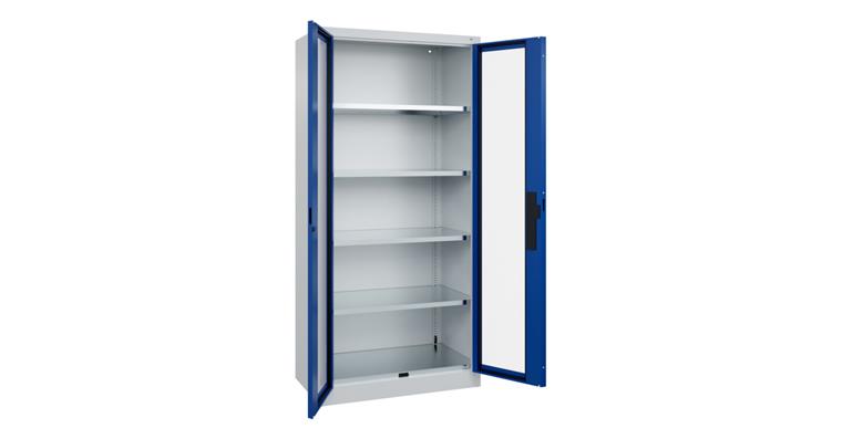 Flügeltür-Werkzeugschrank Acurado, Sichtfenstertüren, 1950x930x500mm 7035/5010