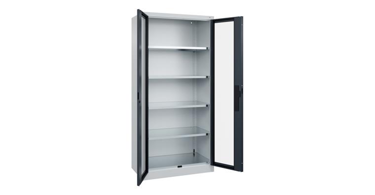 Flügeltür-Werkzeugschrank Acurado, Sichtfenstertüren, 1950x930x500mm 7035/7016