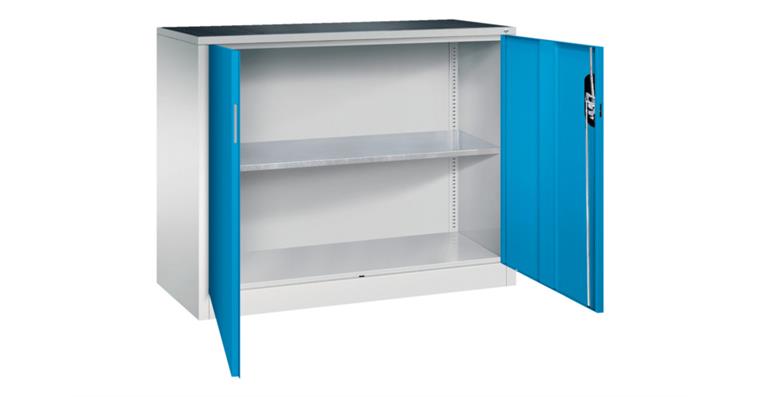 Flügeltür-Werkzeugschrank HxBxT 1000x1200x500 mm 1 Einlegeboden RAL 5012
