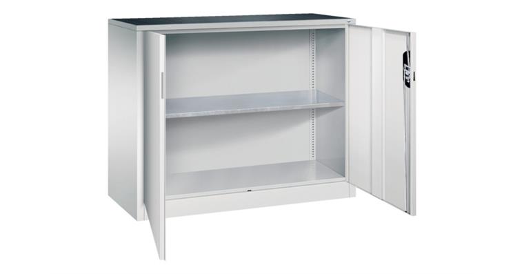 Flügeltür-Werkzeugschrank HxBxT 1000x1200x500 mm 1 Einlegeboden RAL 7035