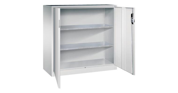 Flügeltür-Werkzeugschrank HxBxT 1200x1200x500 mm 2 Einlegeböden RAL 7035