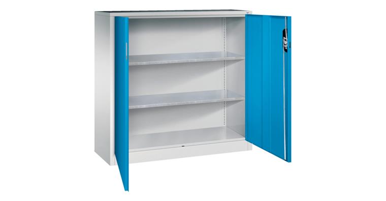 Flügeltür-Werkzeugschrank HxBxT 1200x1200x400 mm 2 Einlegeböden RAL 5012