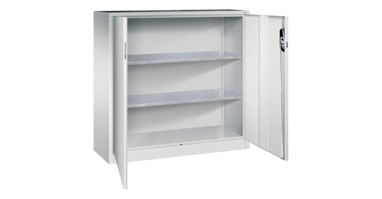 Flügeltür-Werkzeugschrank HxBxT 1200x1200x400 mm 2 Einlegeböden RAL 7035