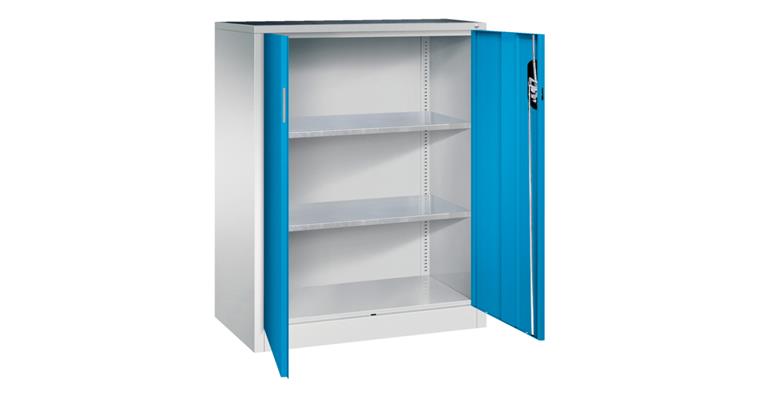 Flügeltür-Werkzeugschrank HxBxT 1200x930x500 mm 2 Einlegeböden RAL 5012