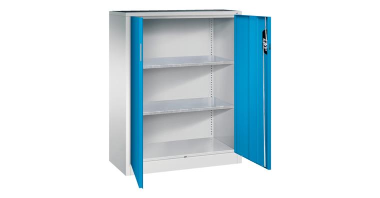 Flügeltür-Werkzeugschrank HxBxT 1200x930x400 mm 2 Einlegeböden RAL 5012