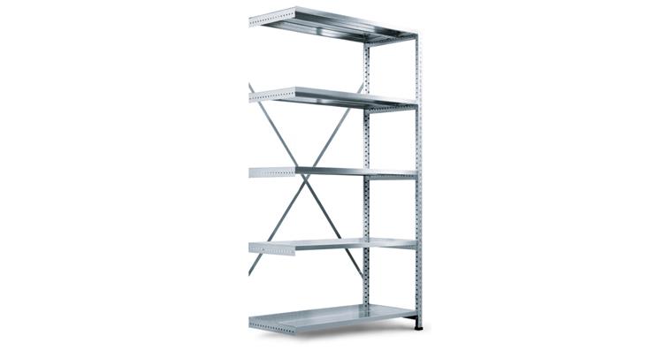 Anbauregal verzinkt Regalhöhe 2280mm Fachbreite 800mm Bodentiefe 500mm 6 Böden