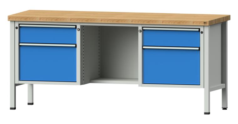 Kastenwerkbank 2000x700x900mm 4 Schubladen mit Sitzer BMP 7035/5012