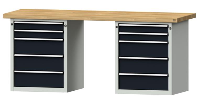 Kastenwerkbank 2000x700x850mm 10 Schubladen Buche-Massivplatte 7035/7016