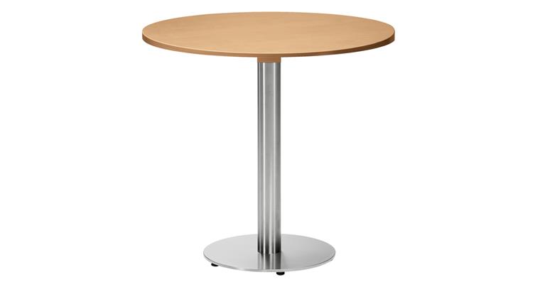1082350101 Cafeteria Tisch Gestell Edelstahl Platte Ø800mm  Holzdekor Buche Höhe 755 mm