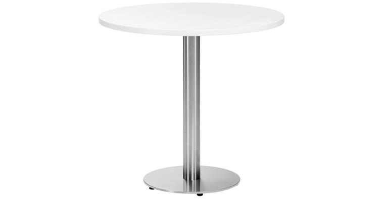 1082350103 Cafeteria Tisch Gestell Edelstahl Platte Ø800mm Holzdekor Weiß Höhe 755 mm