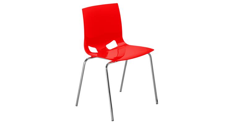 1082357103 Schalenstuhl mit Sitzschale in rot, 4-Fuß Gestell verchromt, Sitzhöhe 460 mm