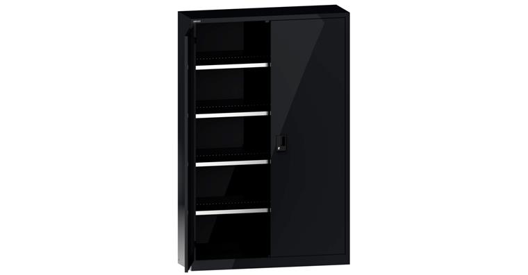 Flügeltürschrank BxTxH 1250x400x1950mm 4 Fachböden RAL 7016