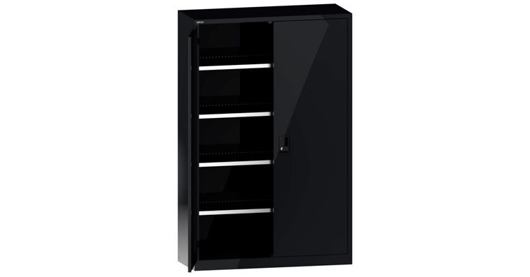Flügeltürschrank BxTxH 1250x500x1950mm 4 Fachböden RAL 7016