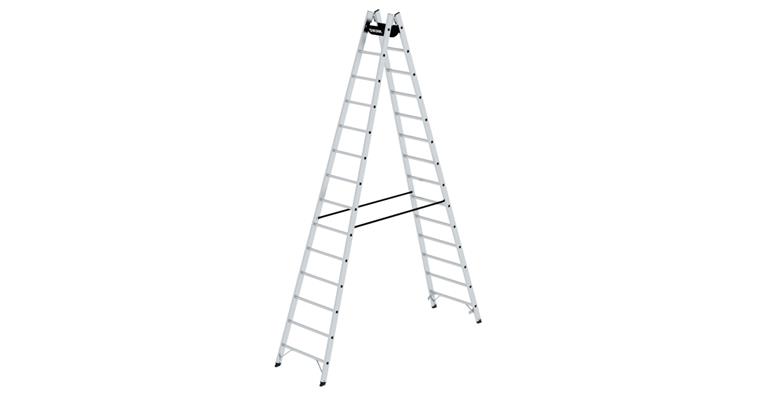 Aluminium step ladder 2x14 rungs working height 5.30 m ladder length 4.07 m
