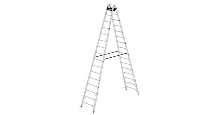 Aluminium step ladder 2x16 rungs working height 5.90 m ladder length 4.63 m