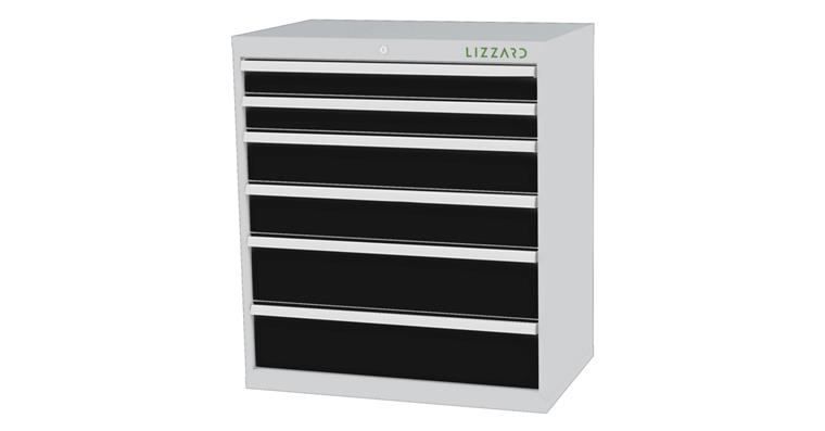Lizzard Schubladenschrank 6 Schubladen B900xT575xH1020mm RAL7035/7016