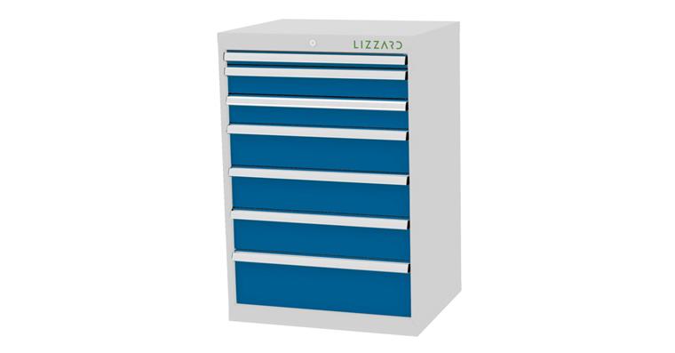 1084460804 Lizzard Schubladenschrank 7 Schubladen B700xT575xH1020mm RAL7035/5012