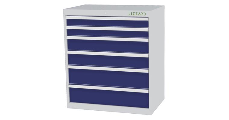 Lizzard Schubladenschrank 6 Schubladen B900xT575xH1020mm RAL7035/5010