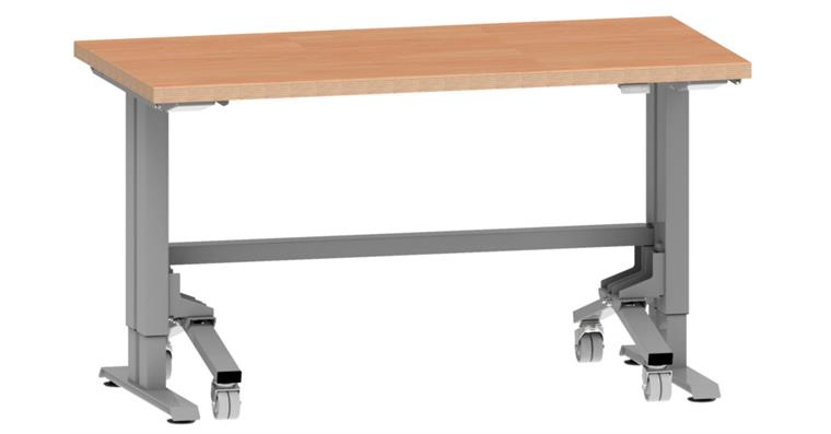 Arbeitstisch Duo Mobile 1530x800x750-1250mm für Modultiefe 725mm RAL 9006-M