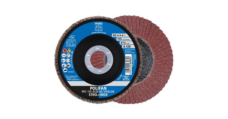 1001429383 Fächerschleifscheibe POLIFAN SG STEELOX konisch PFC 115x22,23 mm A120