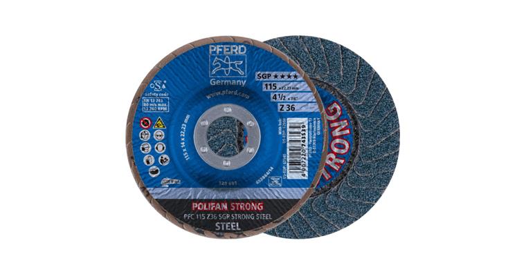1001436839 Fächerschleifscheibe POLIFAN STRONG SGP STEEL konisch PFC 115x22,23 mm Z36