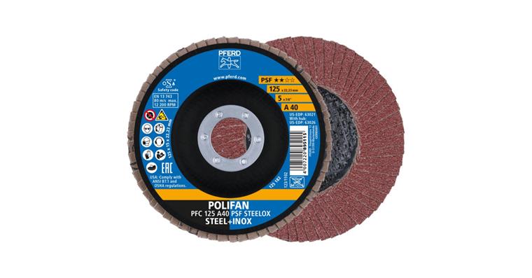 1001429387 Fächerschleifscheibe POLIFAN PSF STEELOX konisch PFC 125x22,23 mm A40