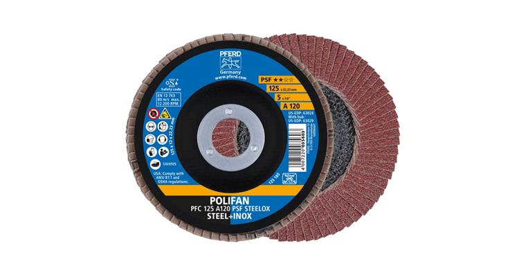 1001429395 Fächerschleifscheibe POLIFAN PSF STEELOX konisch PFC 125x22,23 mm A120