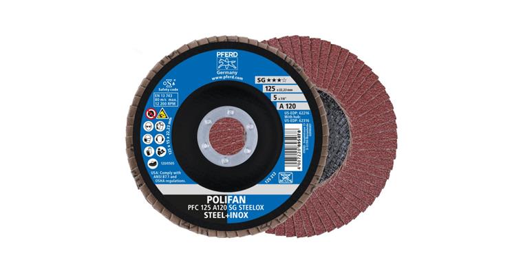 1001429384 Fächerschleifscheibe POLIFAN SG STEELOX konisch PFC 125x22,23 mm A120