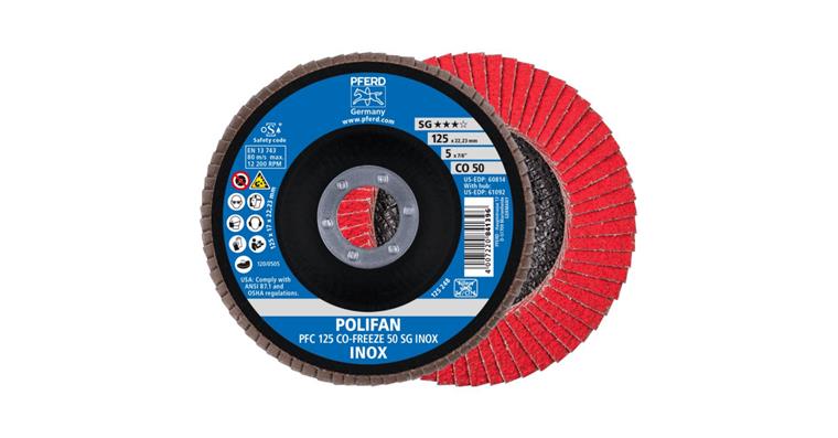 Fächerschleifscheibe POLIFAN CO-FREEZE SG INOX konisch PFC 125x22,23 mm K50