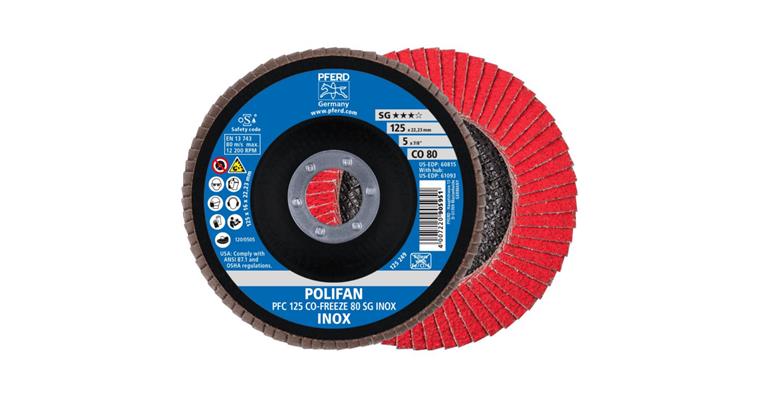 Fächerschleifscheibe POLIFAN CO-FREEZE SG INOX konisch PFC 125x22,23 mm K80