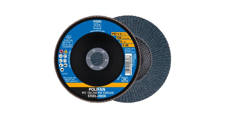 1001436837 Fächerschleifscheibe POLIFAN PSF STEELOX konisch PFC 150x22,23 mm Z40