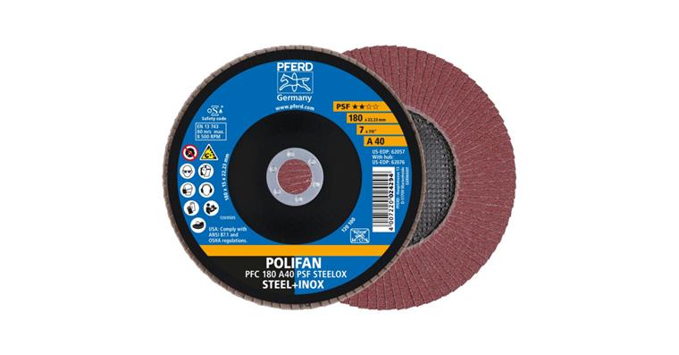 1001429388 Fächerschleifscheibe POLIFAN PSF STEELOX konisch PFC 180x22,23 mm A40