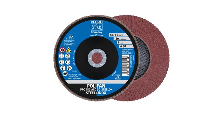 1001429382 Fächerschleifscheibe POLIFAN SG STEELOX konisch PFC 180x22,23 mm A80