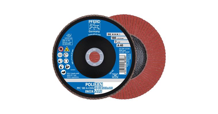 1001429398 Fächerschleifscheibe POLIFAN A-COOL SG INOX+ALU konisch PFC 180x22,23 mm K40