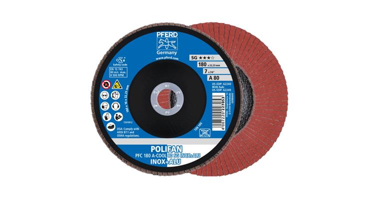 1001429404 Fächerschleifscheibe POLIFAN A-COOL SG INOX+ALU konisch PFC 180x22,23 mm K80