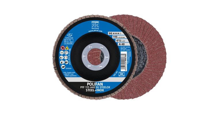 1001429326 Fächerschleifscheibe POLIFAN SG STEELOX flach PFF 115x22,23 mm A40