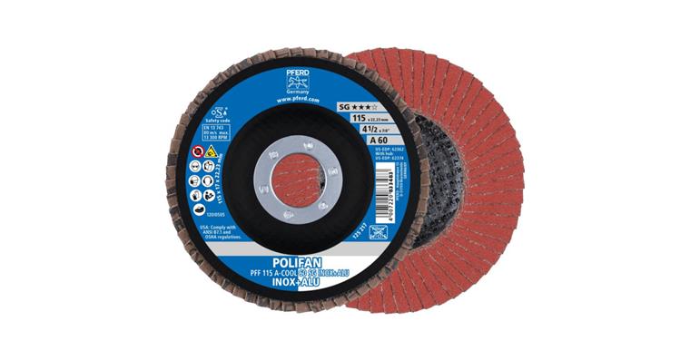 Lamella flap disc, flat, power line A-COOL SG INOX+ALU dia. 115 mm grain 60