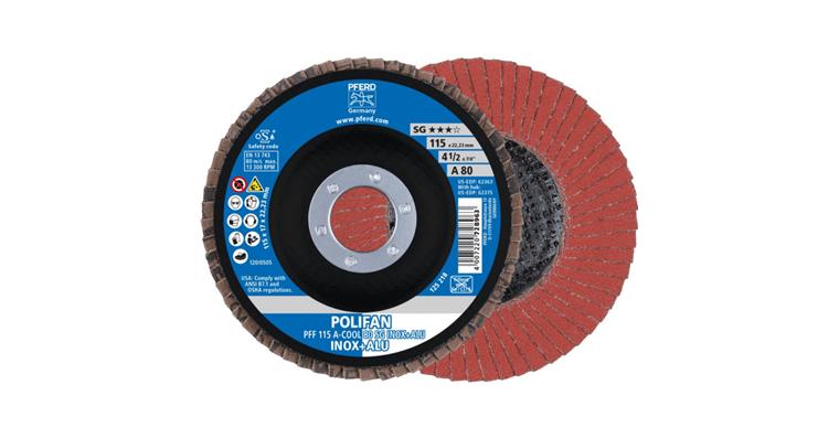 Lamella flap disc, flat, power line A-COOL SG INOX+ALU dia. 115 mm grain 80