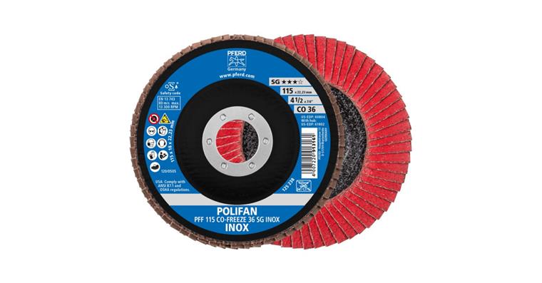 1001440654 Fächerschleifscheibe POLIFAN CO-FREEZE SG INOX flach PFF 115x22,23 mm K36