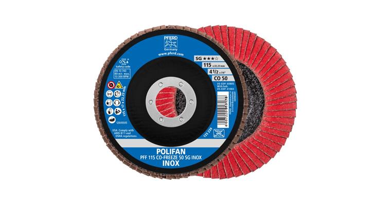 1001440655 Fächerschleifscheibe POLIFAN CO-FREEZE SG INOX flach PFF 115x22,23 mm K50
