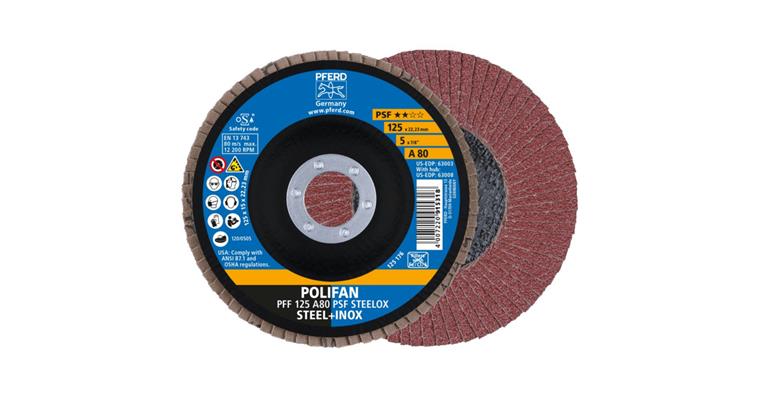 1001433940 Fächerschleifscheibe POLIFAN PSF STEELOX flach PFF 125x22,23 mm A80