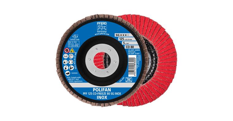 1001440659 Fächerschleifscheibe POLIFAN CO-FREEZE SG INOX flach PFF 125x22,23 mm K80