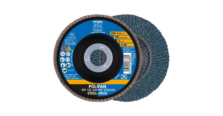 1001433947 Fächerschleifscheibe POLIFAN PSF STEELOX flach PFF 125x22,23 mm Z40
