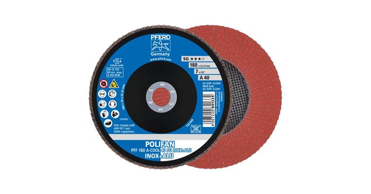 1001429344 Fächerschleifscheibe POLIFAN A-COOL SG INOX+ALU flach PFF 180x22,23 mm K40