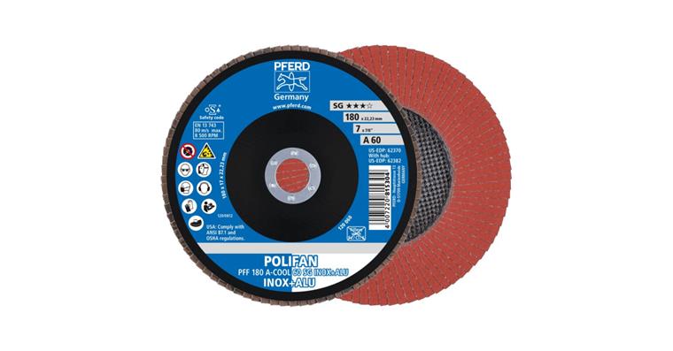 1001429348 Fächerschleifscheibe POLIFAN A-COOL SG INOX+ALU flach PFF 180x22,23 mm K60
