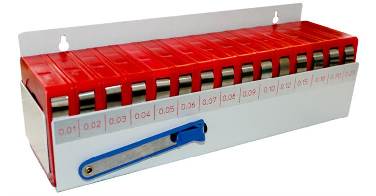 1037317101 Feeler gauge tape assortment in wall holder 0.01-0.25 mm dimensions 330x100x110
